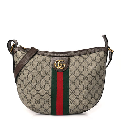 Gucci GG Supreme Monogram Web Small Ophidia Half Moon Hobo Brown 1 of 10
