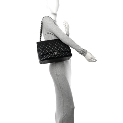 Chanel Lambskin Quilted Maxi Double Flap Black 2 of 20