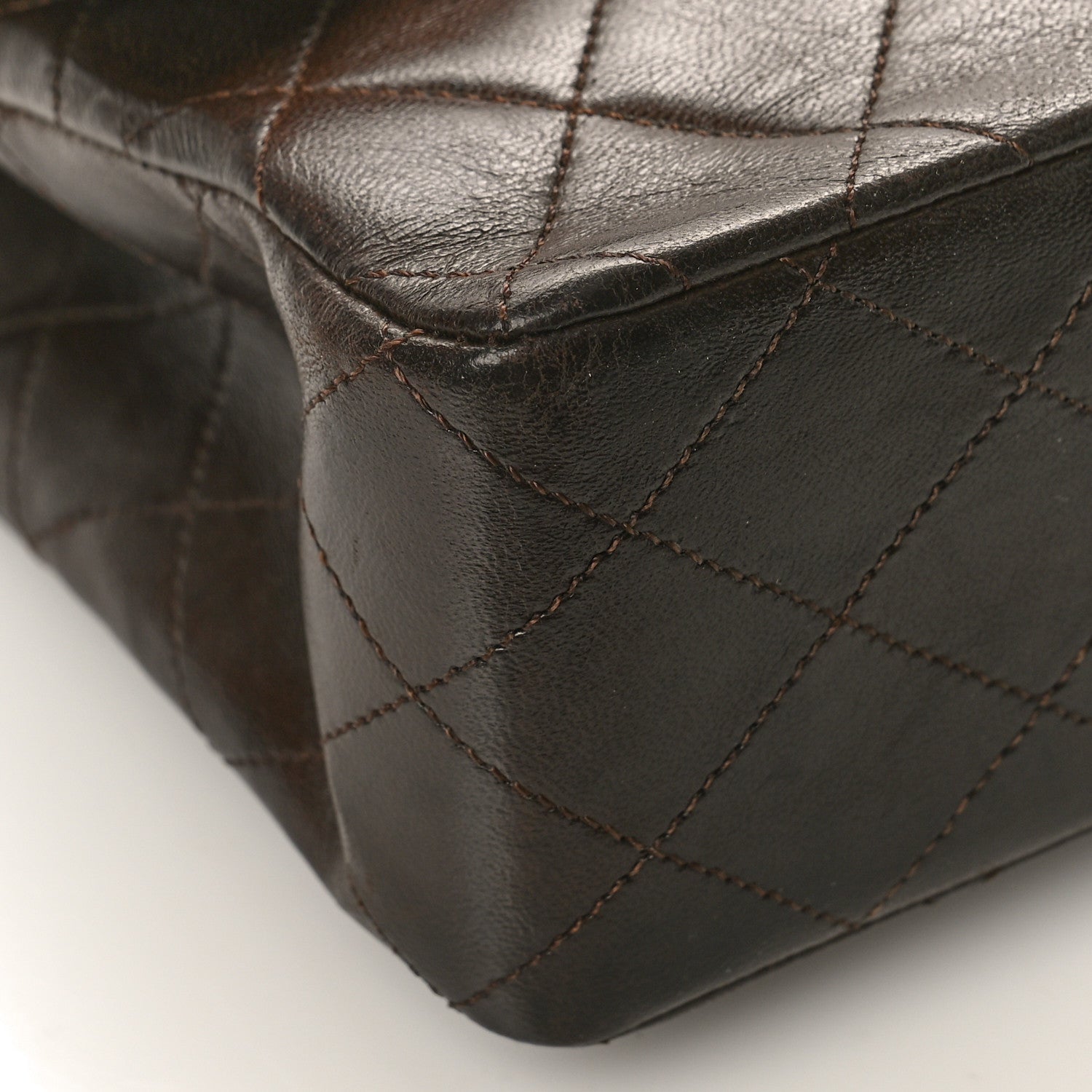 Chanel Lambskin Quilted Medium Double Flap Dark Brown 8 of 11