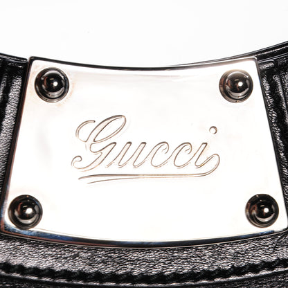 Gucci Leather Medium Race Bamboo Top Handle Bag Black 9 of 11