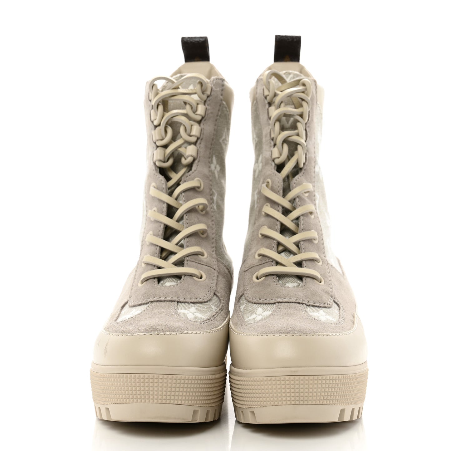 Suede Calfskin Laureate Platform Desert Boots 37.5 Taupe