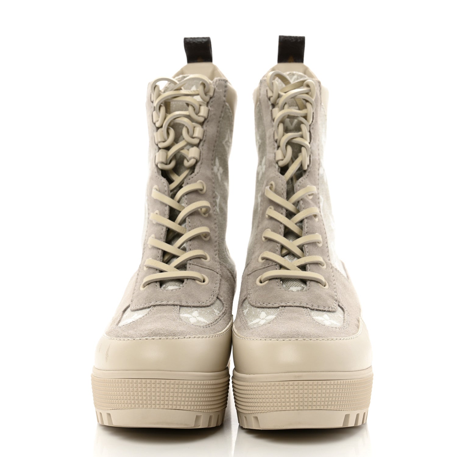 Louis Vuitton Suede Calfskin Laureate Platform Desert Boots 37.5 Taupe 3 of 11