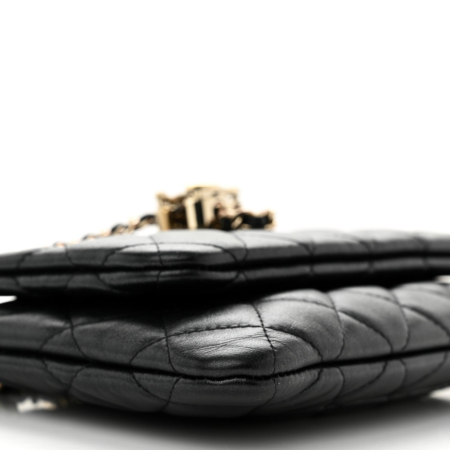 Chanel Shiny Lambskin Quilted Medium Double Case With Strap Black 10 of 12