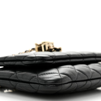Chanel Shiny Lambskin Quilted Medium Double Case With Strap Black 10 of 12