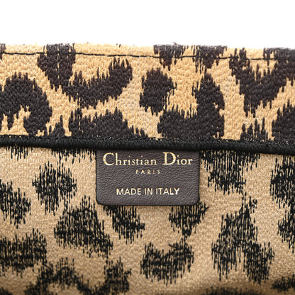 Christian Dior Canvas Mizza Embroidered Large Leopard Book Tote Beige 6 of 13