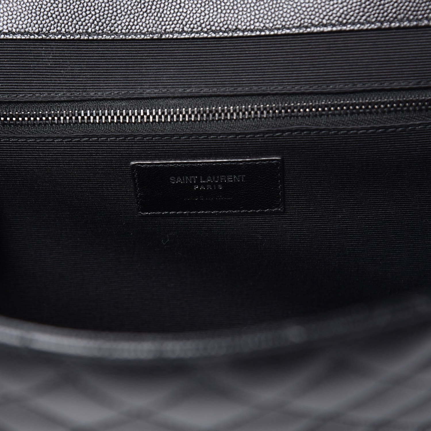 Saint Laurent Grain De Poudre Textured Mixed Matelasse Large Triquilt Monogram Monochrome Satchel Black 7 of 10