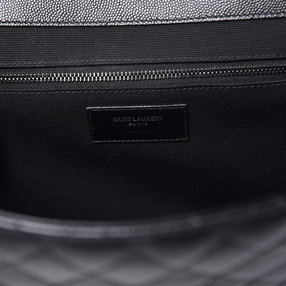 Saint Laurent Grain De Poudre Textured Mixed Matelasse Large Triquilt Monogram Monochrome Satchel Black 7 of 10