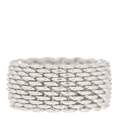 Tiffany Sterling Silver Somerset Mesh Ring 53 6.25 1 of 4
