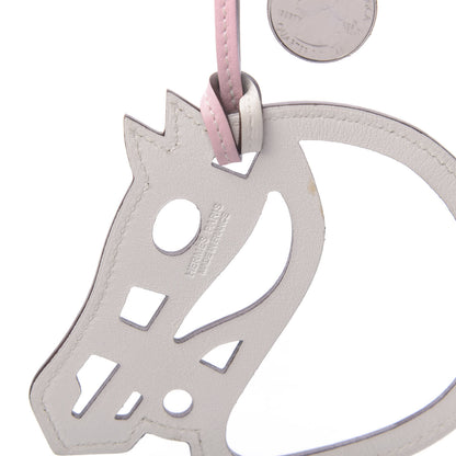 Hermes Swift Paddock Cheval Horse Bag Charm Rose Sakura White 3 of 4