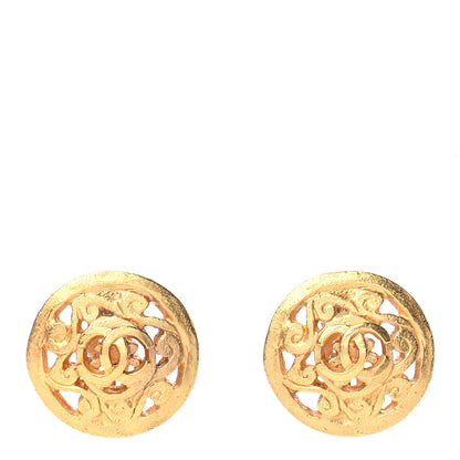 Chanel CC Button Clip On Earrings Gold 1 of 4