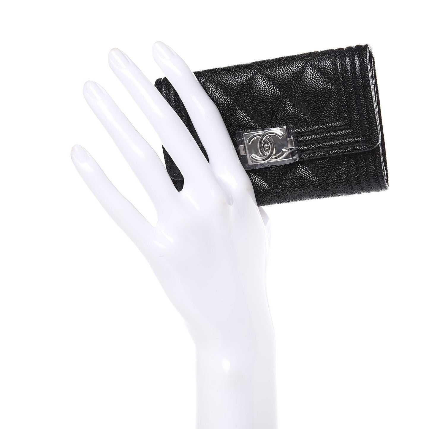 Caviar Quilted Boy Flap Card Holder Black