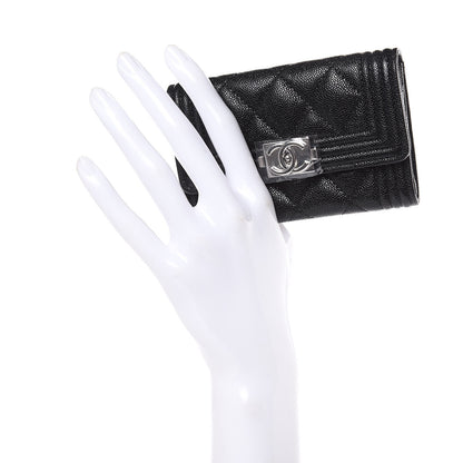Chanel Caviar Quilted Boy Flap Card Holder Black 2 of 8