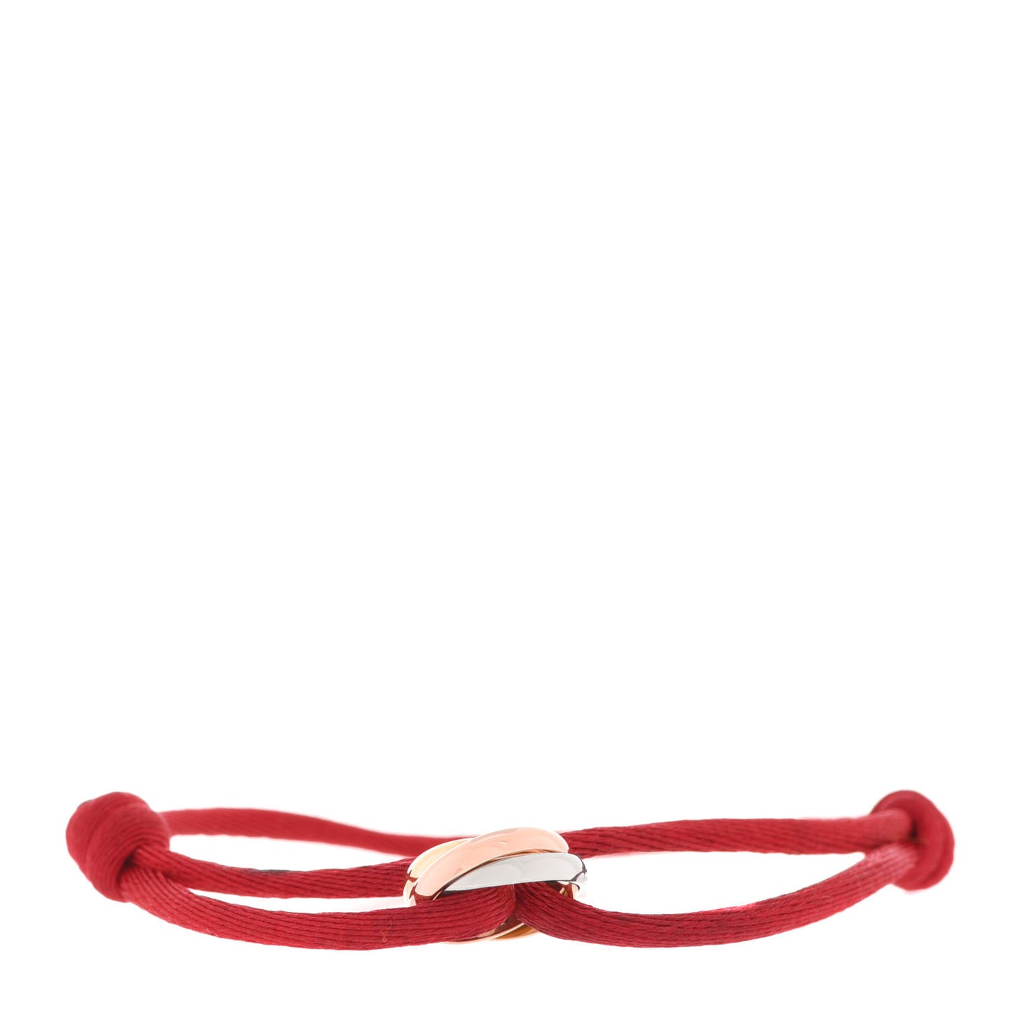 18K Pink Yellow White Gold Trinity Cord Bracelet Red