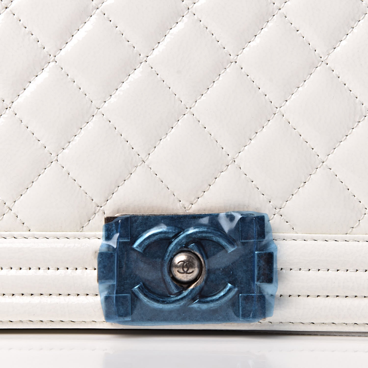 Chanel Patent Quilted Large Boy Flap White 9 of 9