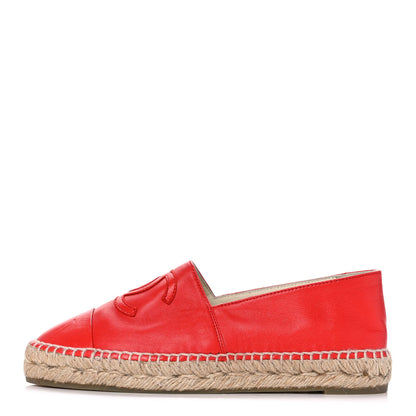 Chanel Lambskin CC Espadrilles 37 Red 1 of 9