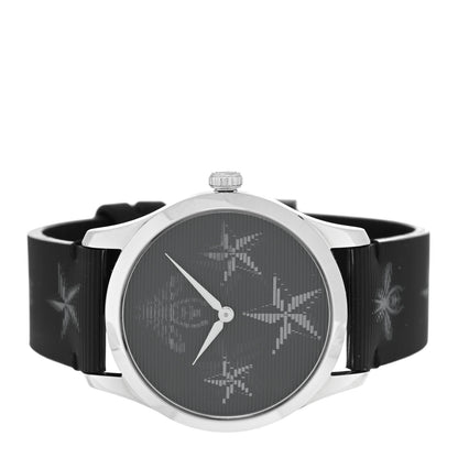 Gucci Stainless Steel Calfskin 38mm G-Timeless Bee Star Hologram Quartz Watch Black 2 of 4
