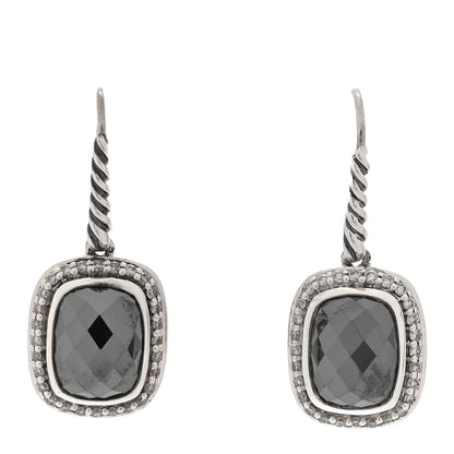 David Yurman Sterling Silver Diamond Hematite Noblesse Drop Earrings 1 of 4