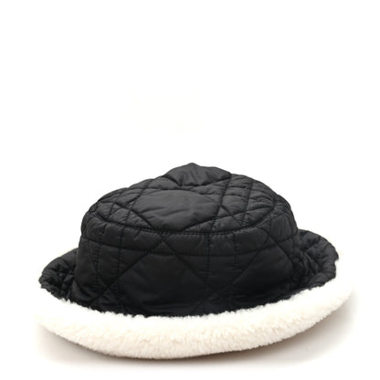 Christian Dior Nylon Shearling Cannage D-Bobby Bucket Hat 59 Black Ecru 1 of 8