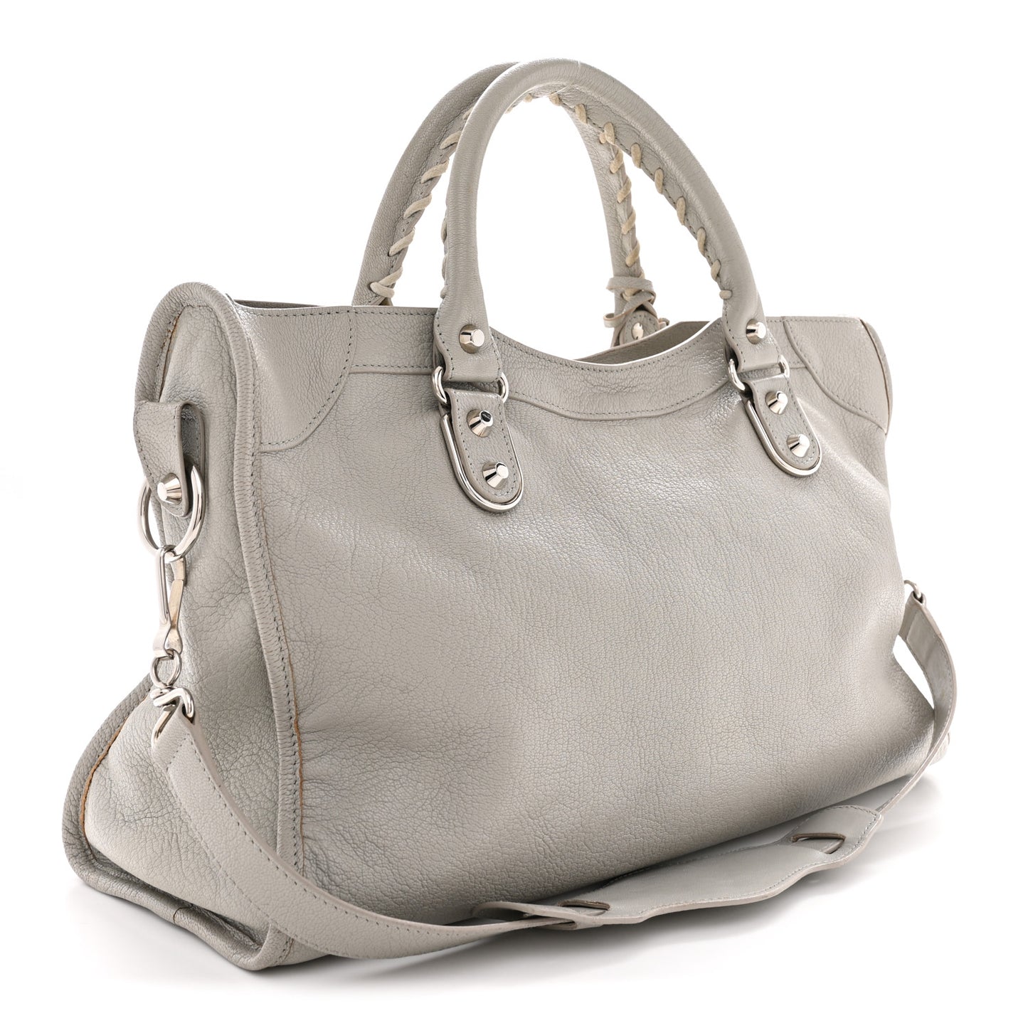 Chevre Silver Metallic Edge Hardware City Gris Glace