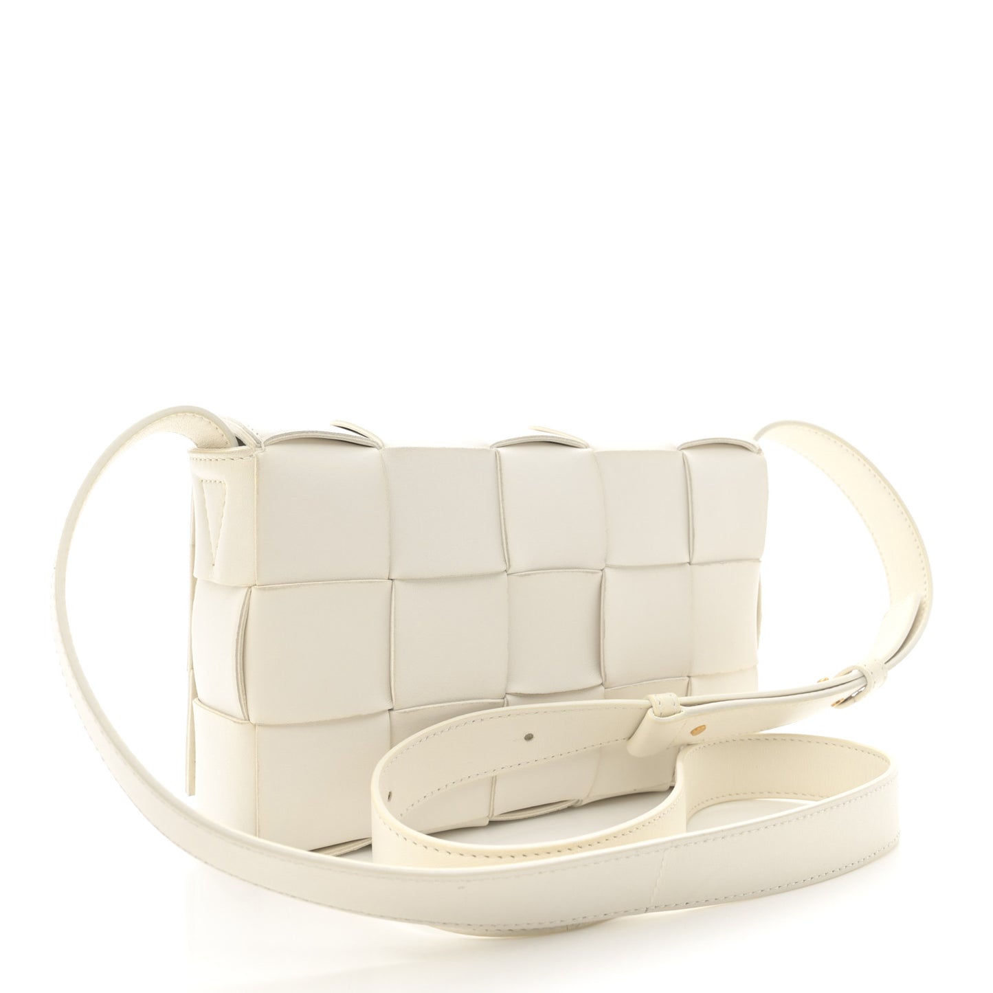 Lambskin Maxi Intrecciato Cassette Crossbody Bag White