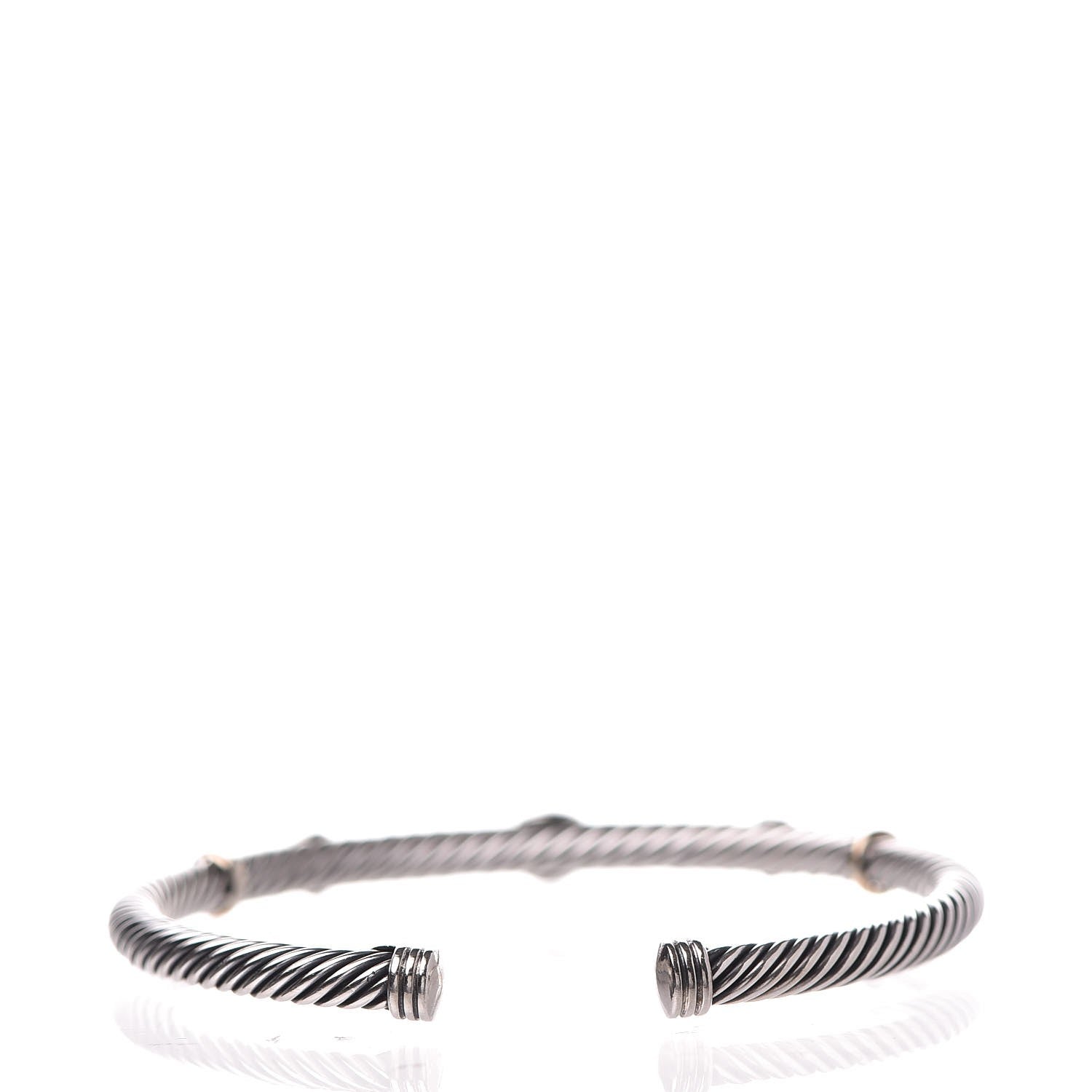 David Yurman Sterling Silver 18K Yellow Gold Blue Topaz Turquoise 4mm Renaissance Bracelet 3 of 4