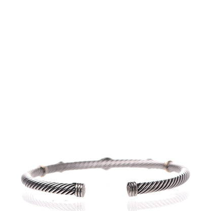 David Yurman Sterling Silver 18K Yellow Gold Blue Topaz Turquoise 4mm Renaissance Bracelet 3 of 4