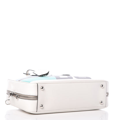 Prada City Calfskin Racing Logo Bowler White Black 4 of 7