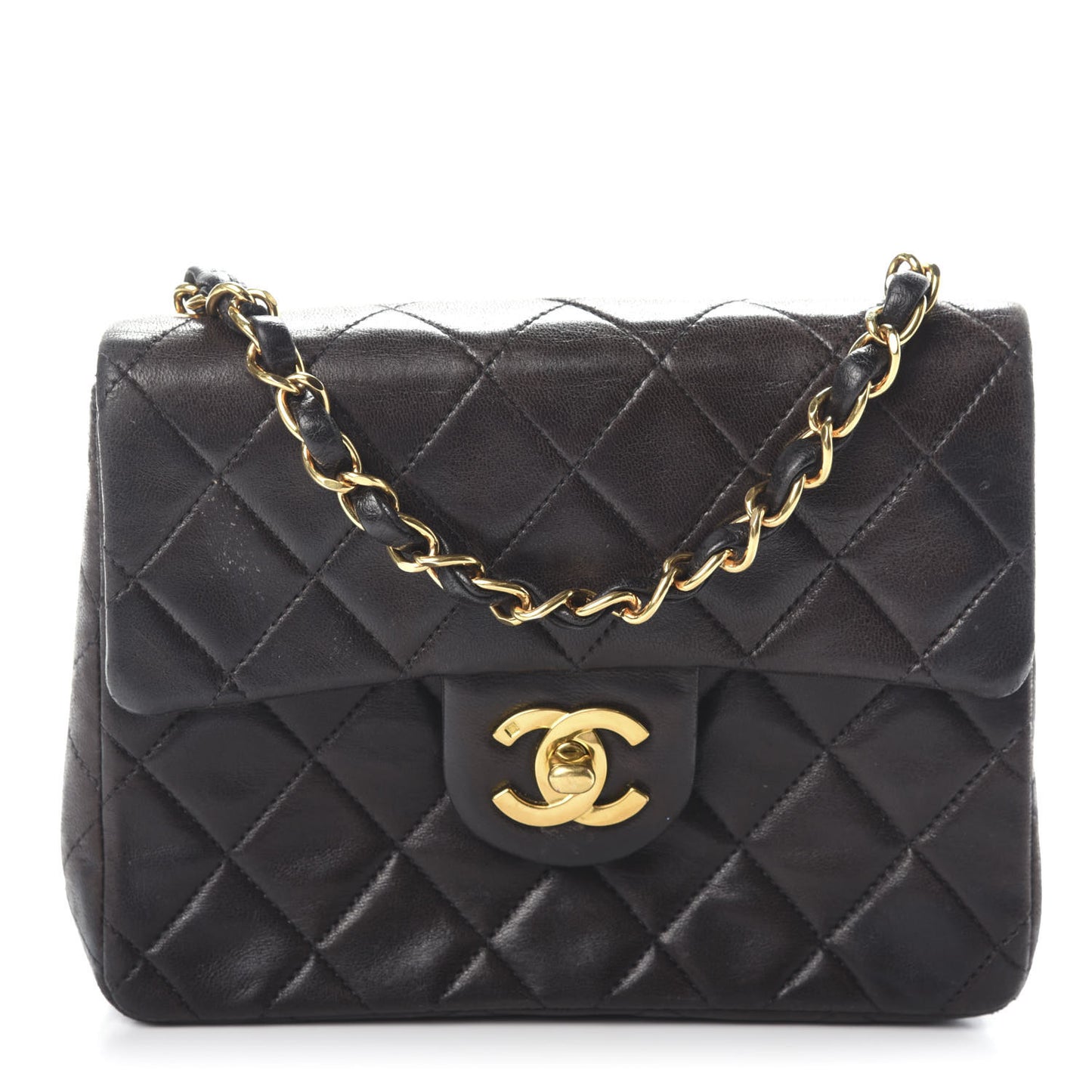 Lambskin Mini Square Flap Brown