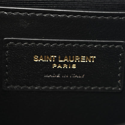 Saint Laurent Grain De Poudre Textured Mixed Matelasse Triquilt Medium Monogram Satchel Black 6 of 10