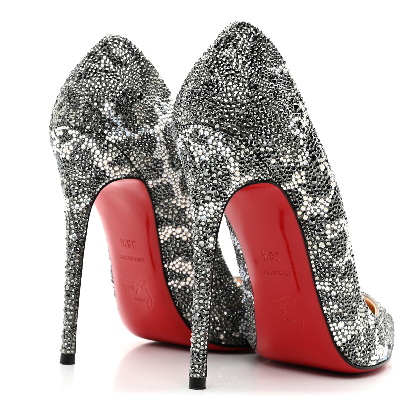 Strass Leopard Print Pigalle Follies 100 Pumps 38.5 Silver Black