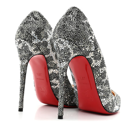 Christian Louboutin Strass Leopard Print Pigalle Follies 100 Pumps 38.5 Silver Black 5 of 8