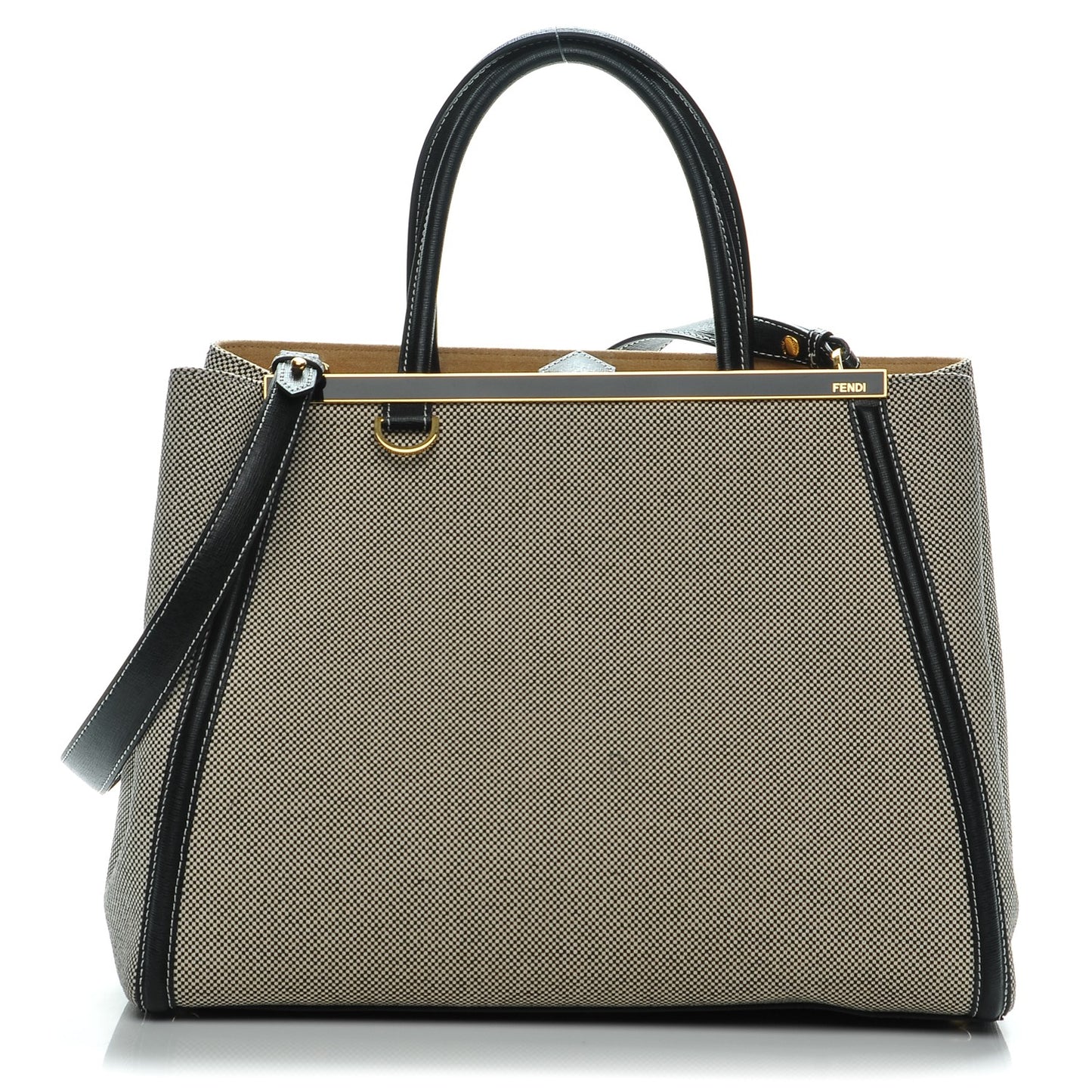 Canvas Vitello Regular 2Jours Tote Bianco Black