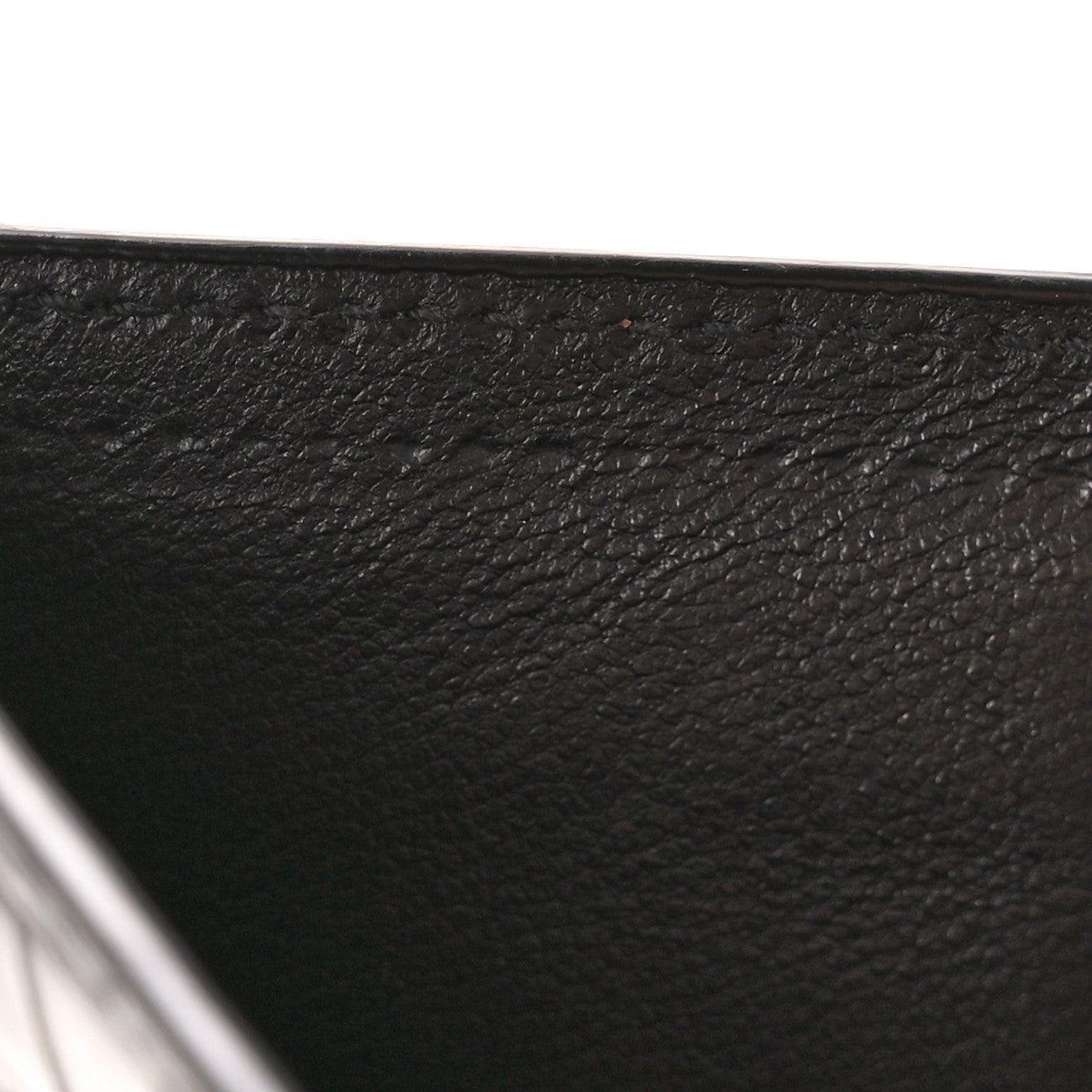Calfskin Crocodile Embossed Tiny Monogram Credit Card Wallet Black