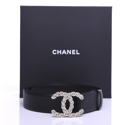Chanel Calfskin Crystal Pearls Coronation CC Belt 95 38 Black 5 of 5