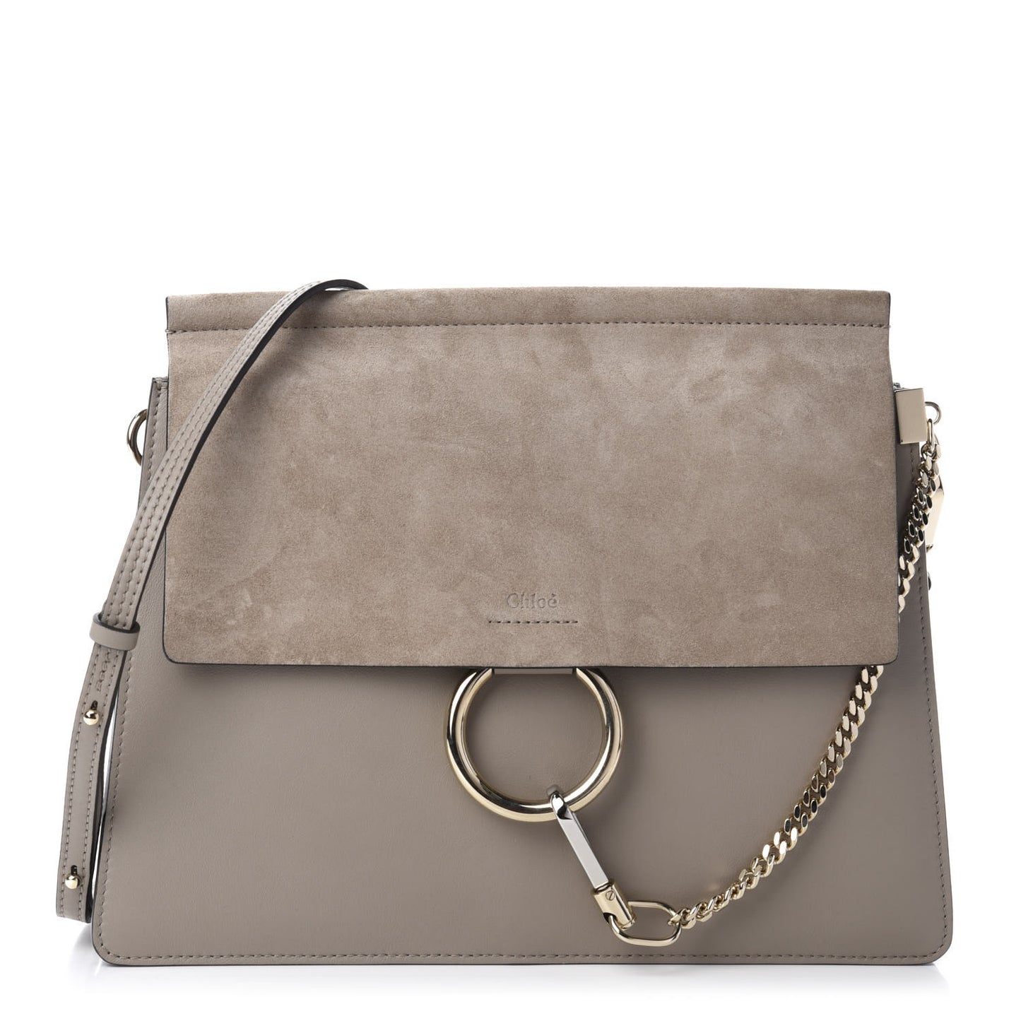 Calfskin Suede Medium Faye Shoulder Bag Motty Grey