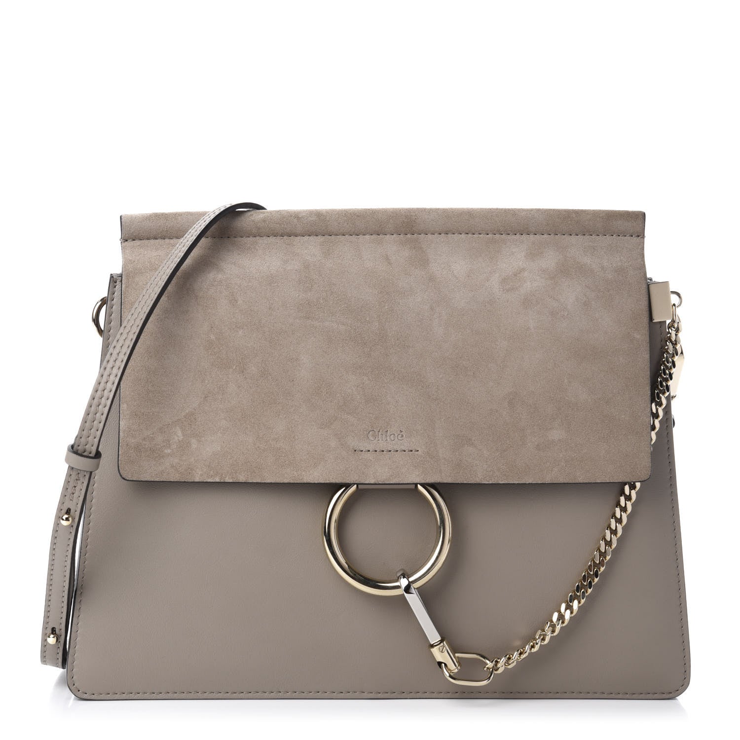 Chloe Calfskin Suede Medium Faye Shoulder Bag Motty Grey 1 of 9