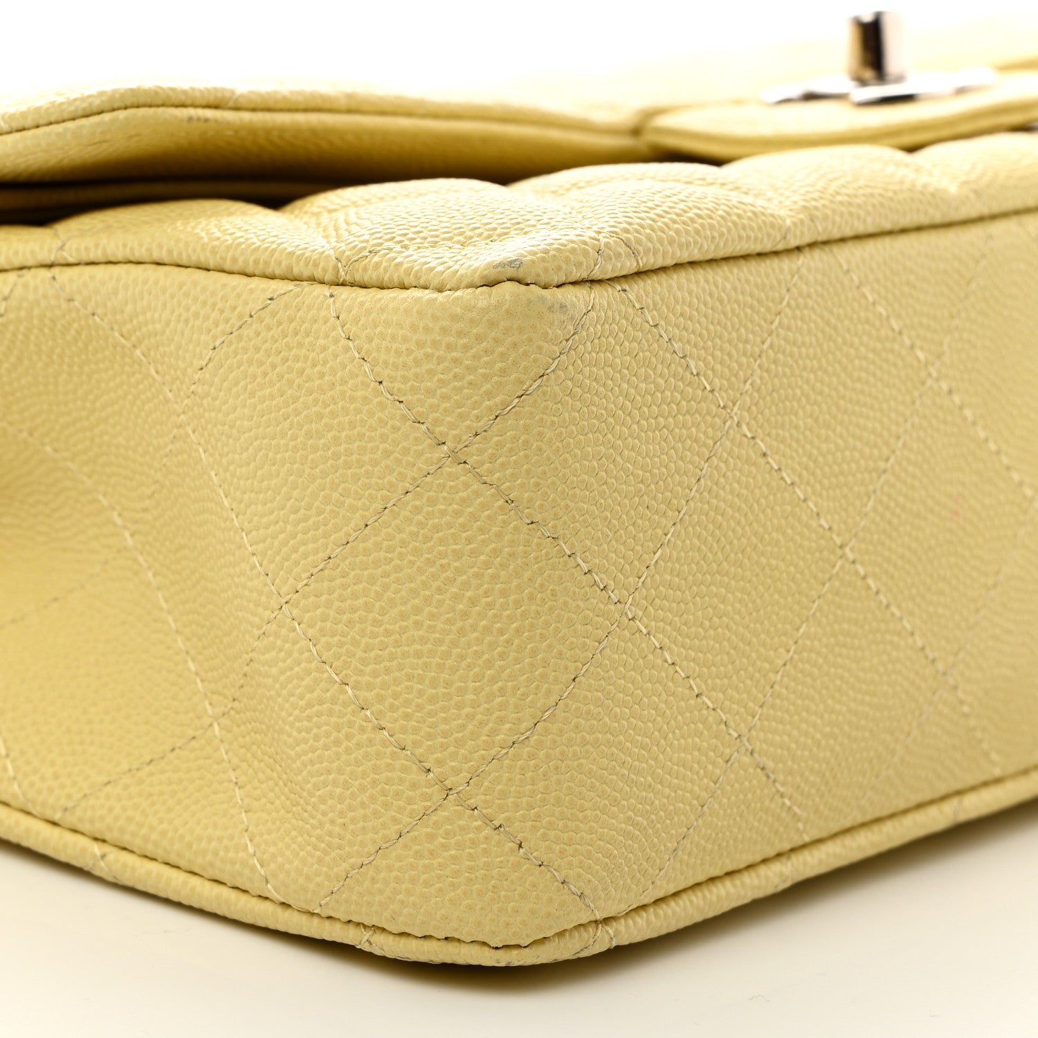 Chanel Caviar Quilted Medium Double Flap Light Yellow 9 of 10
