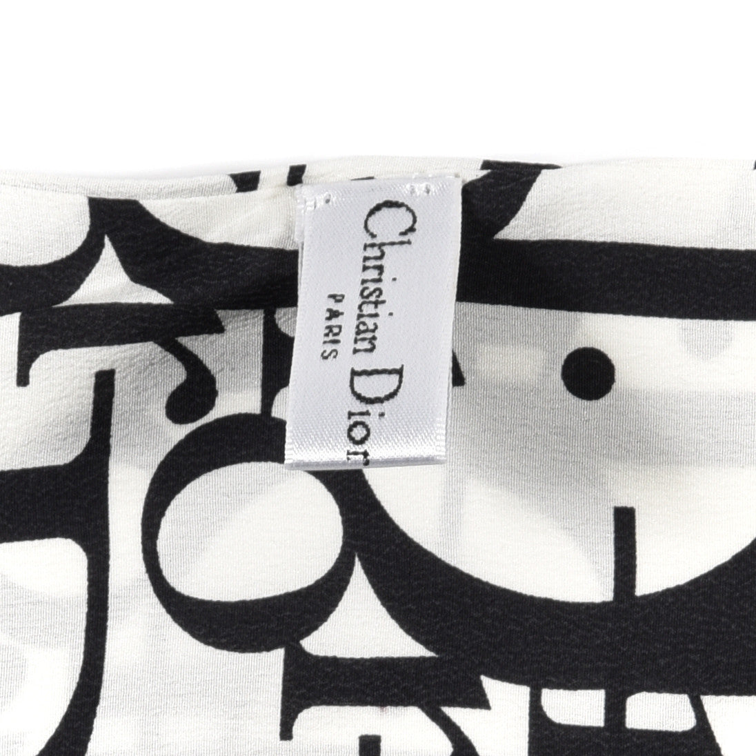 Silk Oblique Scarf White Black
