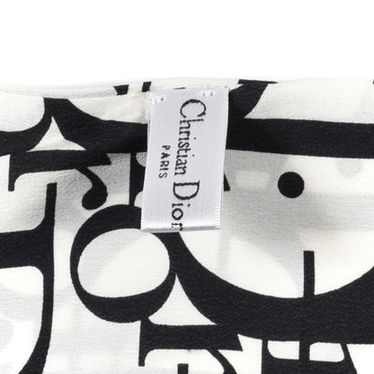 Christian Dior Silk Oblique Scarf White Black 3 of 3