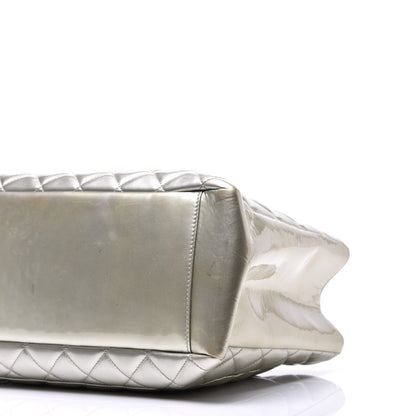 Chanel Patent Quilted Grand Shopping Tote GST Silver Gold 9 of 11