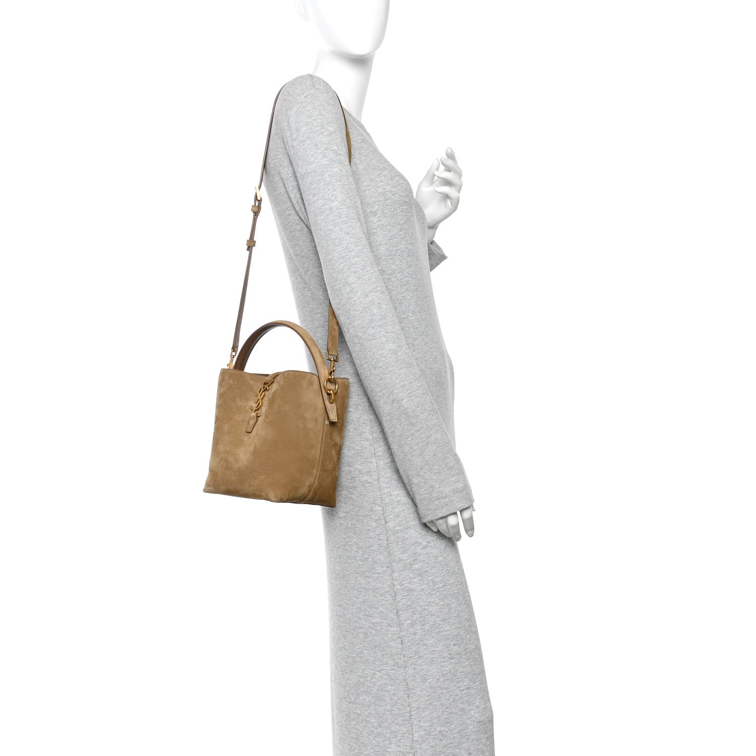 Saint Laurent Suede Le 37 Small Bucket Bag Golden Leaf 2 of 9
