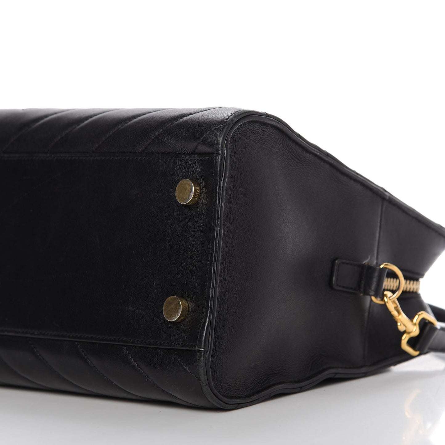 Calfskin Matelasse Chevron Small Monogram Cabas Black
