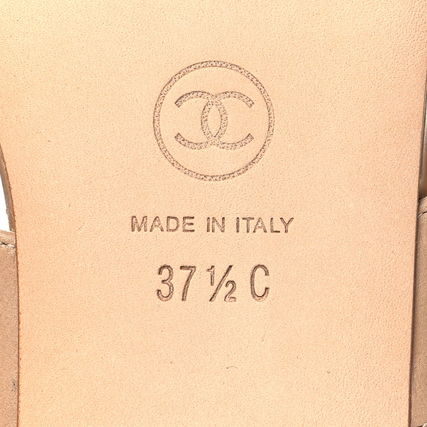 Calfskin CC Thong Sandals 37.5 Beige