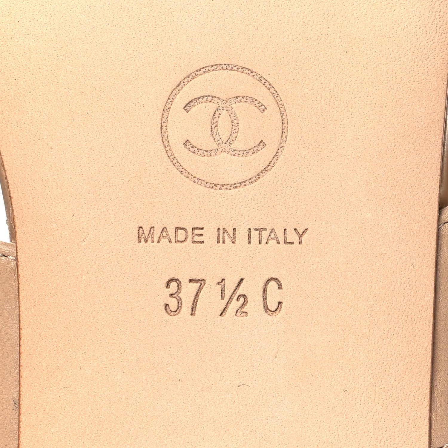 Chanel Calfskin CC Thong Sandals 37.5 Beige 8 of 10