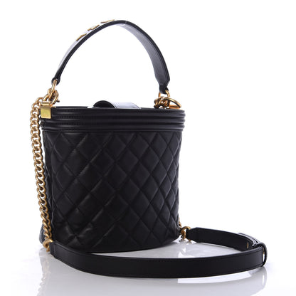 Chanel Calfskin Quilted Boy Bucket Bag Black 3 of 8