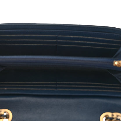 Chanel Patent Goatskin Quilted CC Eyelet Wallet On Chain Dark Blue 5 of 12