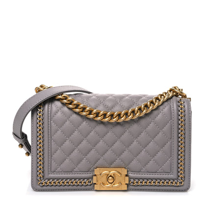 Chanel Caviar Quilted Chain Around Medium Boy Flap Grey 1 of 10