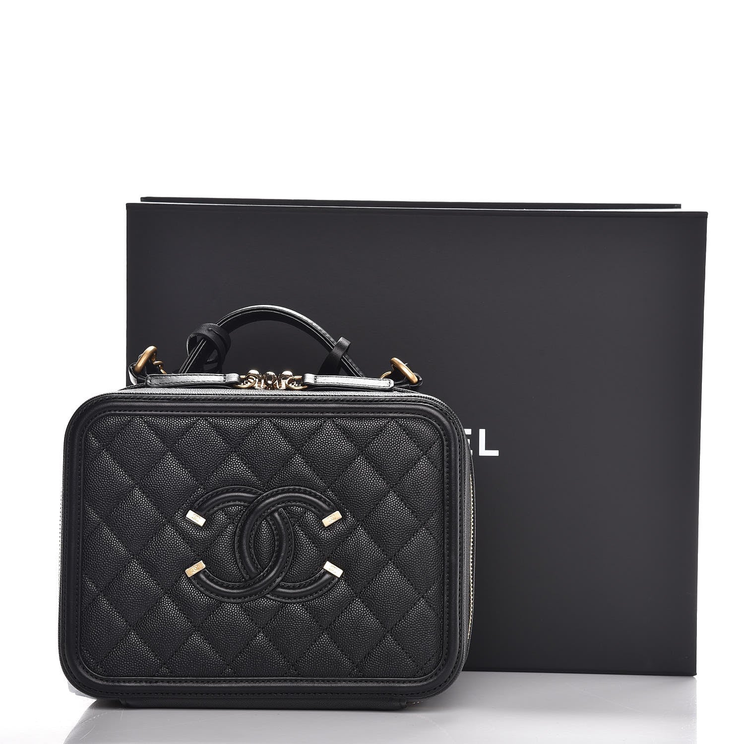 Chanel Caviar Quilted Medium CC Filigree Vanity Case Black 9 of 9