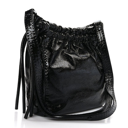 Proenza Schouler Crinkled Patent Calfskin Drawstring Pouch Black 3 of 8