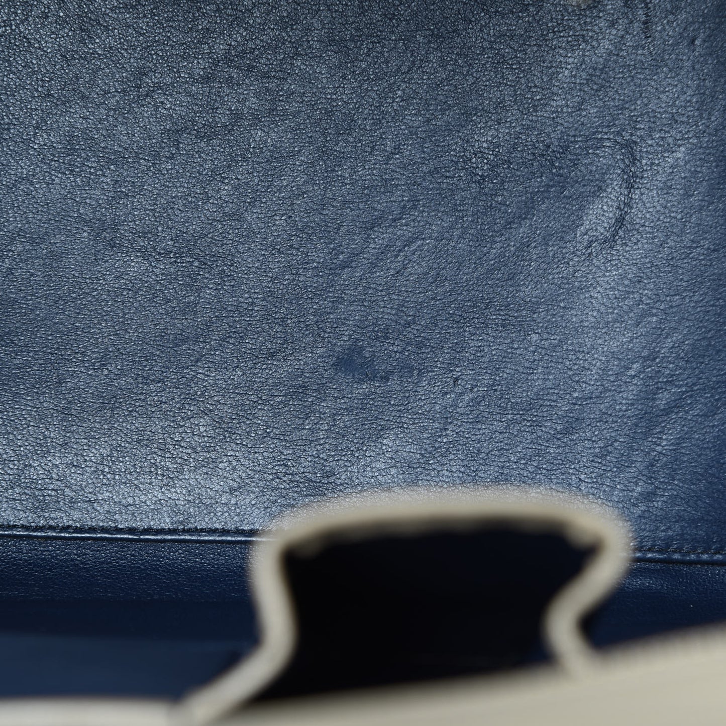 Drummed Calfskin Mini Bi-Color Luggage Navy Dune